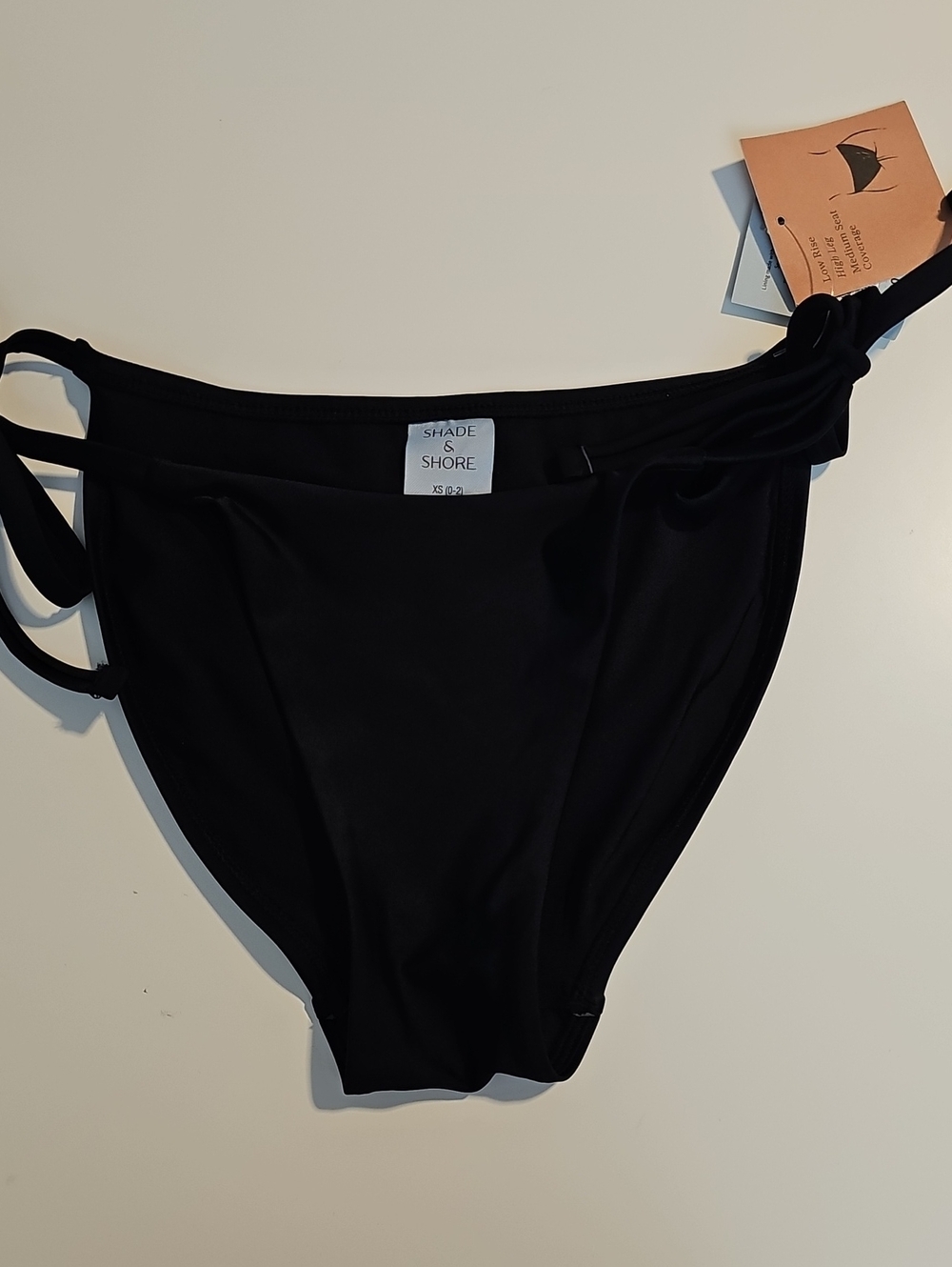 Shade & Shore Women's XS Medium Coverage Black Side-tie Bikini Bottoms